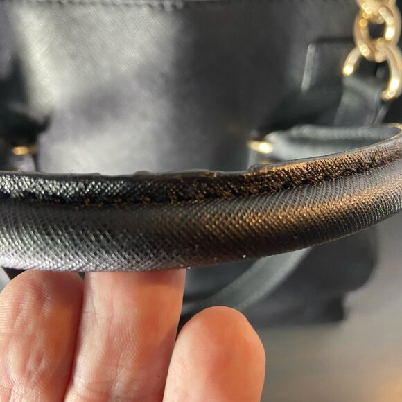 Michael Kors Hamilton Large EW Satchel Black Saffiano Leather Gold Lock - Picture 6 of 10